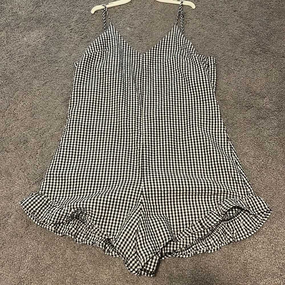 Gingham Print Romper